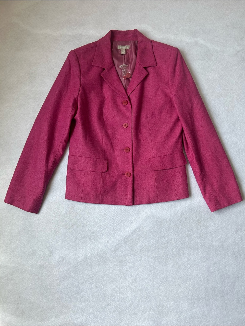 Nordstrom 100% Silk Blazer Size 10 Pink Tweed Lined Jacket Women’s Like NWOT